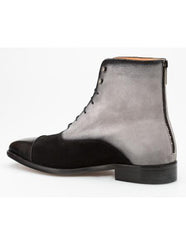 Mens Dress Ankle Boots Mens Mezlan Shoes Exquisite Cap Toe Full Leather Sole Shoes Black ~ Grey