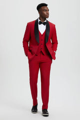 Trajes De Hombre Para Boda - Trajes Para Novio - Red Slim Fit Suit