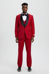 Trajes De Hombre Para Boda - Trajes Para Novio - Red Slim Fit Suit