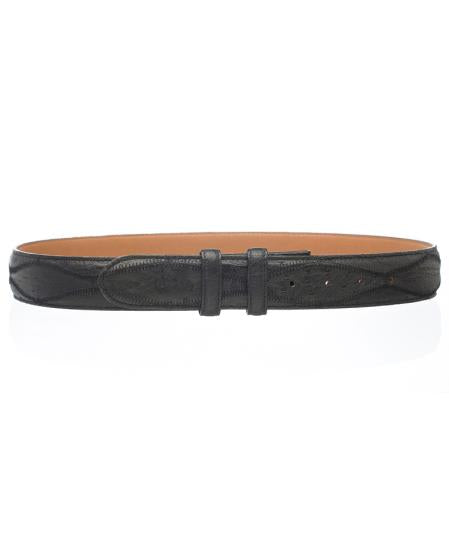 Men's Black Patchwork Genuine Ostrich Quill Skin Fine Stitch Belt