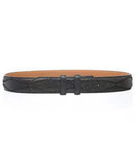 Men's Black Patchwork Genuine Ostrich Quill Skin Fine Stitch Belt