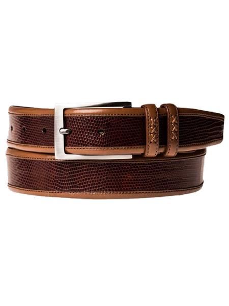 Mezlan Belts Brand Men's Genuine Lizard / Calfskin Tan Skin Belt