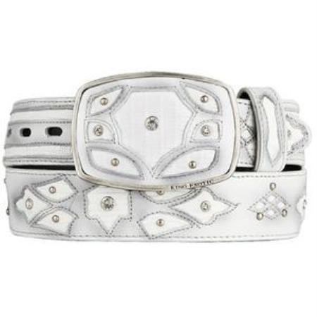 Men's White Original Lizard Teju Skin Fashion Western Belt