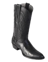 Los Altos Boots Lizard Teju R-Toe Black Cowboy Boots