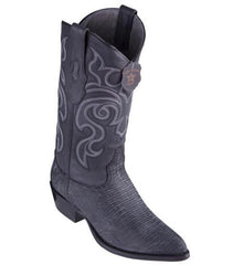 Los Altos Boots Lizard Teju Sanded Black Cowboy Boots J-Toe