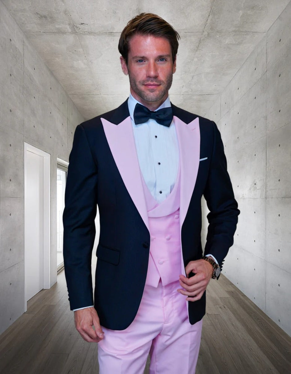 Trajes De Dombre Para Boda - Trajes De Novio - Traje Para Hombre - Black and Pink Suit