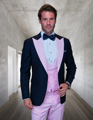 Trajes De Dombre Para Boda - Trajes De Novio - Traje Para Hombre - Black and Pink Suit