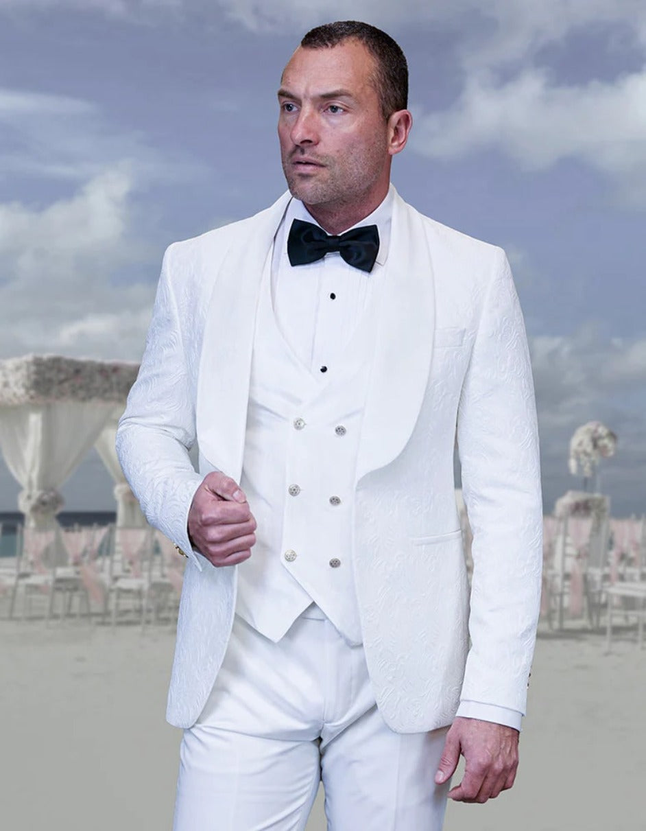 Trajes De Dombre Para Boda - Trajes De Novio - Traje Para Hombre - White Suit