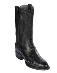 Los Altos Boots Men's Ostrich Roper Western Boots Black