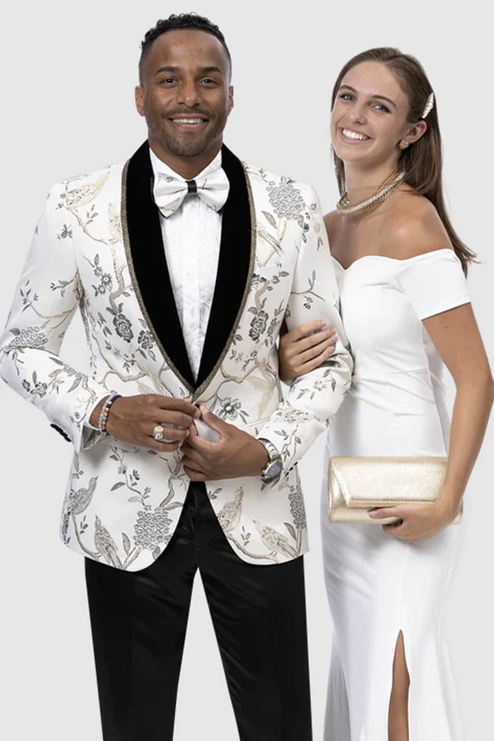 Trajes De Hombre Para Boda - Trajes Para Novio - White /Black Suit