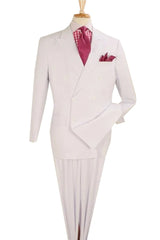 Trajes Elegantes Para Hombre - Trajes De Vestir - Mens Classic Double Breasted White Luxury Wool Feel Suit