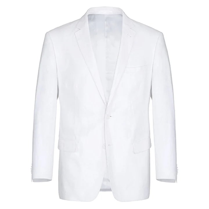 Trajes Elegantes Para Hombre - Mens Basic Two Button Classic Fit Linen White Summer Suit