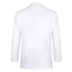 Trajes Elegantes Para Hombre - Mens Basic Two Button Classic Fit Linen White Summer Suit