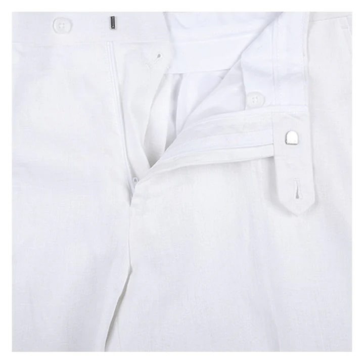 Trajes Elegantes Para Hombre - Mens Basic Two Button Classic Fit Linen White Summer Suit