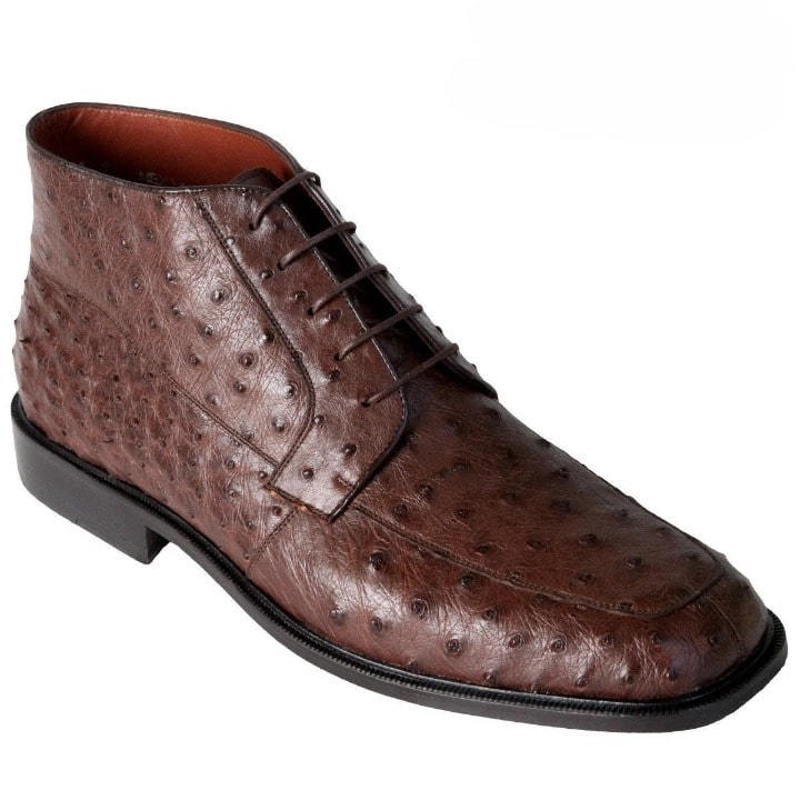 Zapatos De Avestruz Originales Para Hombre - Zapato Cafe Botín Piel Avestruz