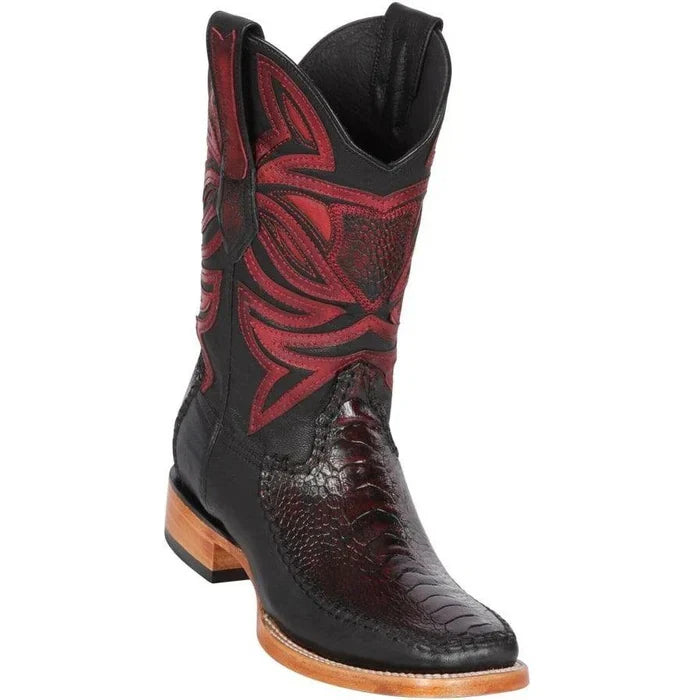 Botas de Avestruz Pata con Venado Horma Amplia LAB