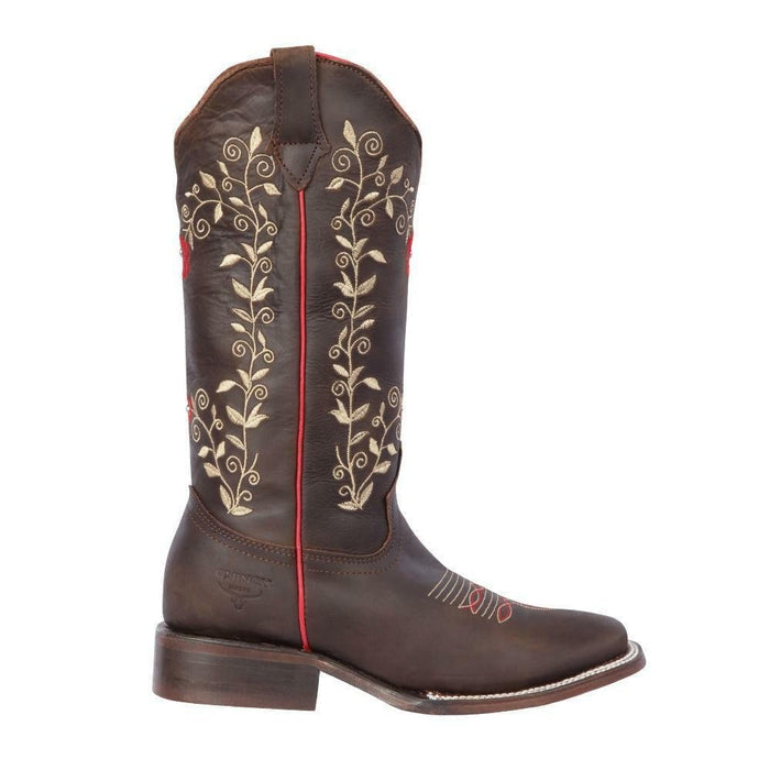 Botas Altas de Cuero con Flores para Mujer en Horma Rodeo