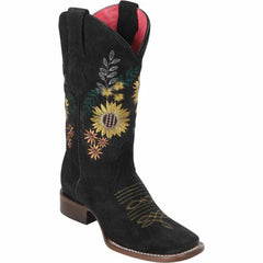 Botas Altas de Cuero con Flores para Mujer en Horma Rodeo