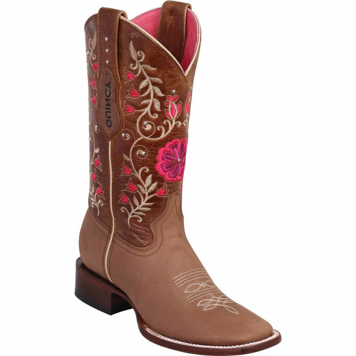 Botas Altas de Cuero con Flores para Mujer en Horma Rode