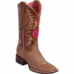 Botas Altas de Cuero con Flores para Mujer en Horma Rode