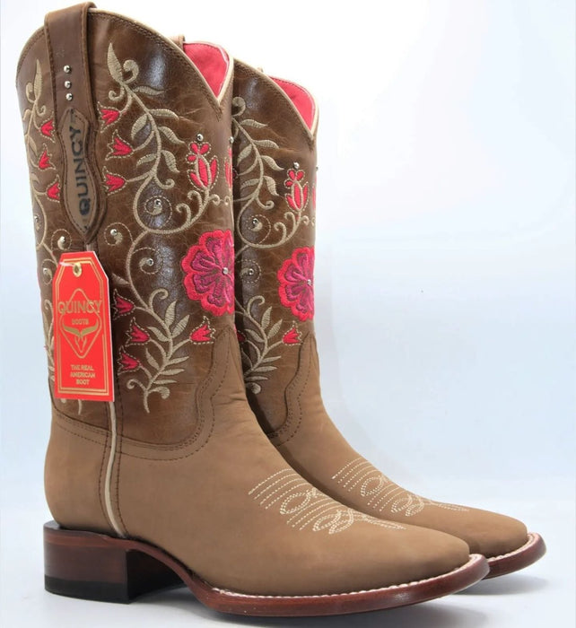 Botas Altas de Cuero con Flores para Mujer en Horma Rode