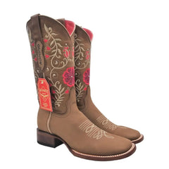 Botas Altas de Cuero con Flores para Mujer en Horma Rode