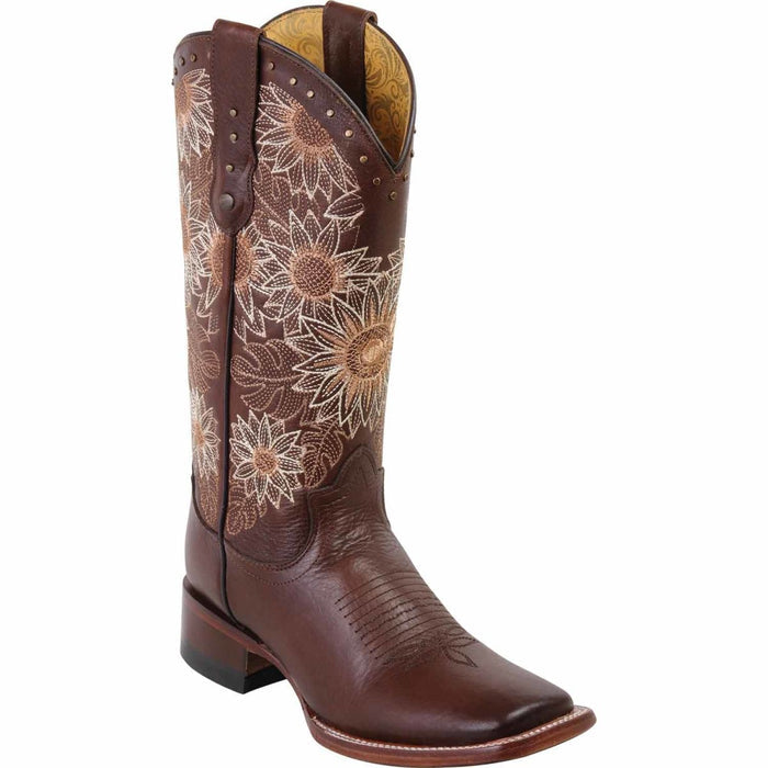 Botas Altas de Cuero con Flores para Mujer en Horma Rodeo