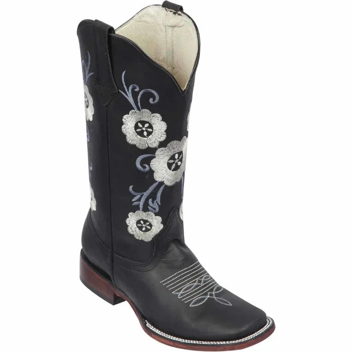 Botas de Cuero con Flores para Mujer en Horma Rodeo