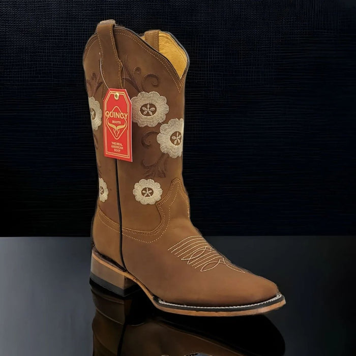 Botas Altas de Cuero con Flores para Mujer en Horma Rodeo