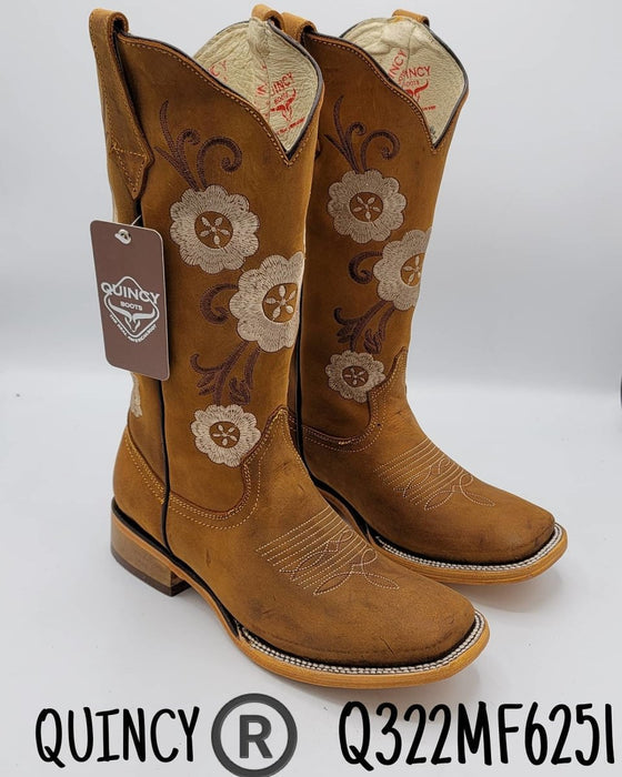 Botas Altas de Cuero con Flores para Mujer en Horma Rodeo