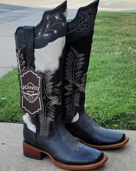 Botas Altas de Cuero con Pelo de Vaca para Mujer en Horma Rodeo