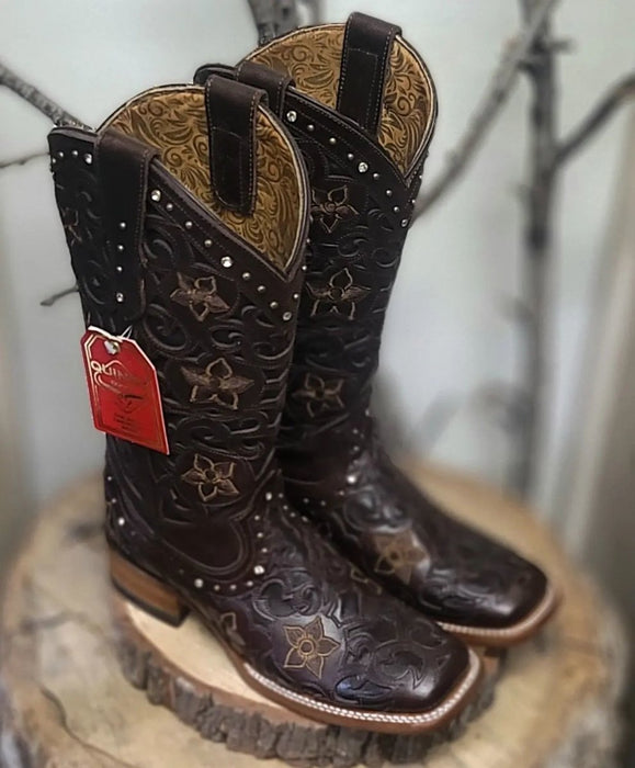 Botas Vaqueras de Cuero Corte Laser para Mujer en Horma Rodeo