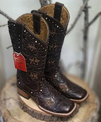 Botas Vaqueras de Cuero Corte Laser para Mujer en Horma Rodeo