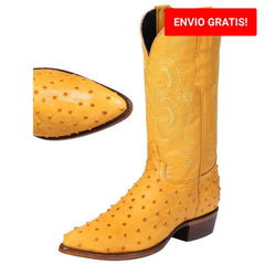 Botas de Avestruz Grabado con Horma Puntal