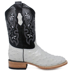 Botas de Avestruz Grabado en Horma Rodeo Hueso