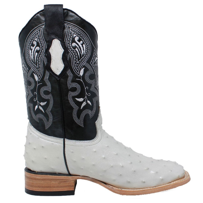 Botas de Avestruz Grabado en Horma Rodeo Hueso