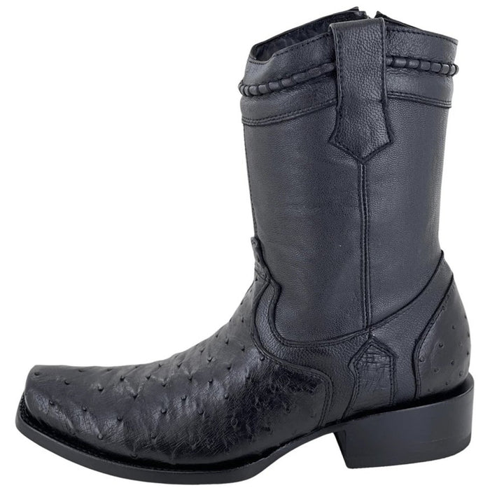 Botas de Avestruz Original Horma Cuadrada con Cremallera