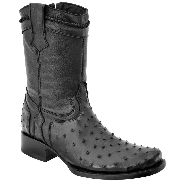 Botas de Avestruz Original Horma Cuadrada con Zipper WD