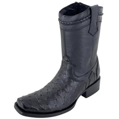 Botas de Avestruz Original Horma Cuadrada con Cremallera