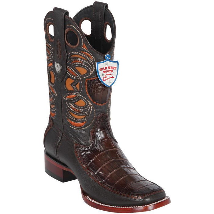 Botas de Cocodrilo Caiman Panza con Venado Horma Cuadrada WW