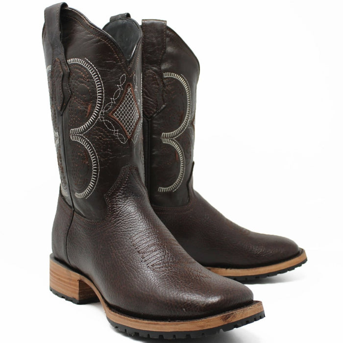 Botas de Cuero Cuello de Toro Original Horma Rodeo Suela Tractor WD