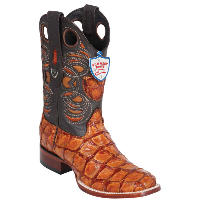 Botas de Pescado Pirarucu Original en Horma Rodeo Cuadrada