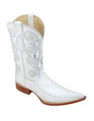 Botas de Avestruz Grabado Tejida Horma 3X Aladino Blanco