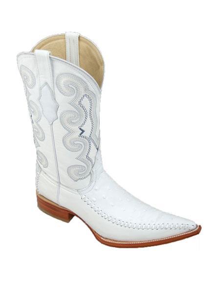 Botas de Avestruz Grabado Tejida Horma 3X Aladino Blanco WD