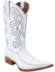 Botas de Avestruz Grabado Tejida Horma 3X Aladino Blanco WD