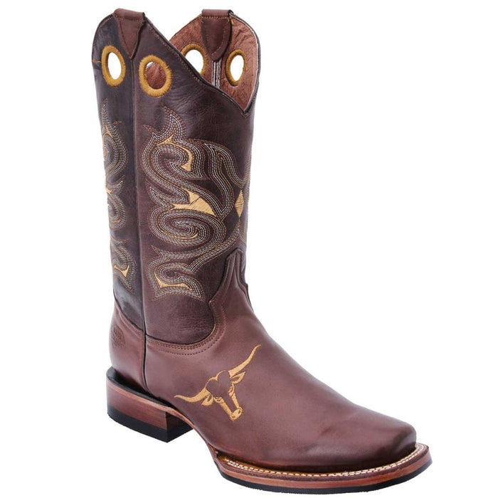 Botas Vaqueras de Cuero con Toro Bordado Horma Rodeo WD