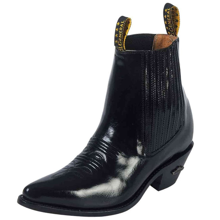 Botines Vaqueros de Cuero Acabado Camaleon Color Negro GEN