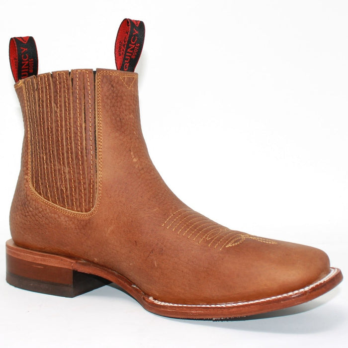 Botines Charro Quincy con Punta Cuadrada Color Bronceado