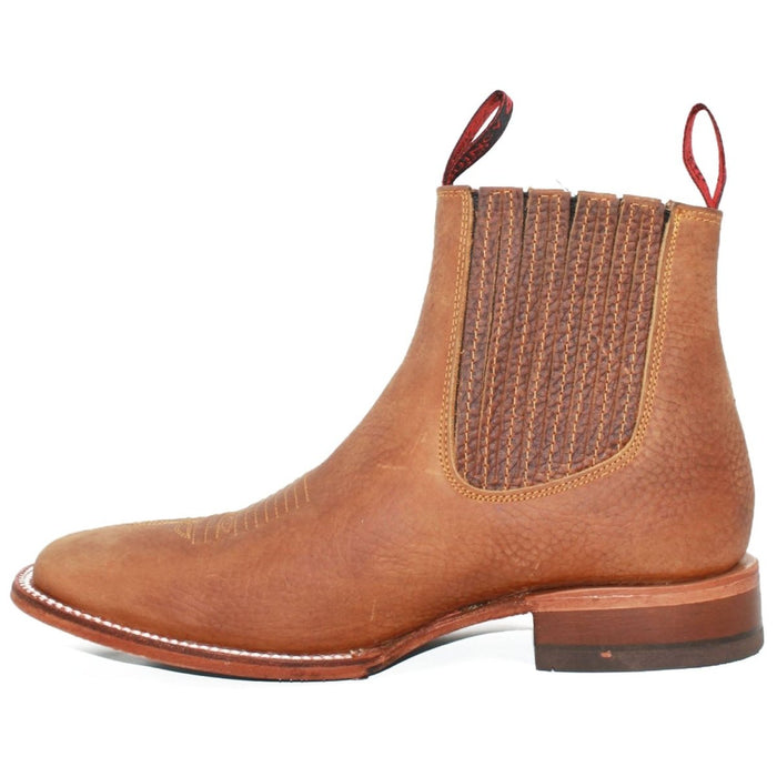 Botines Charro Quincy con Punta Cuadrada Color Bronceado