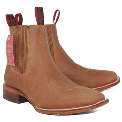 Botines Charro Quincy con Punta Cuadrada Color Bronceado